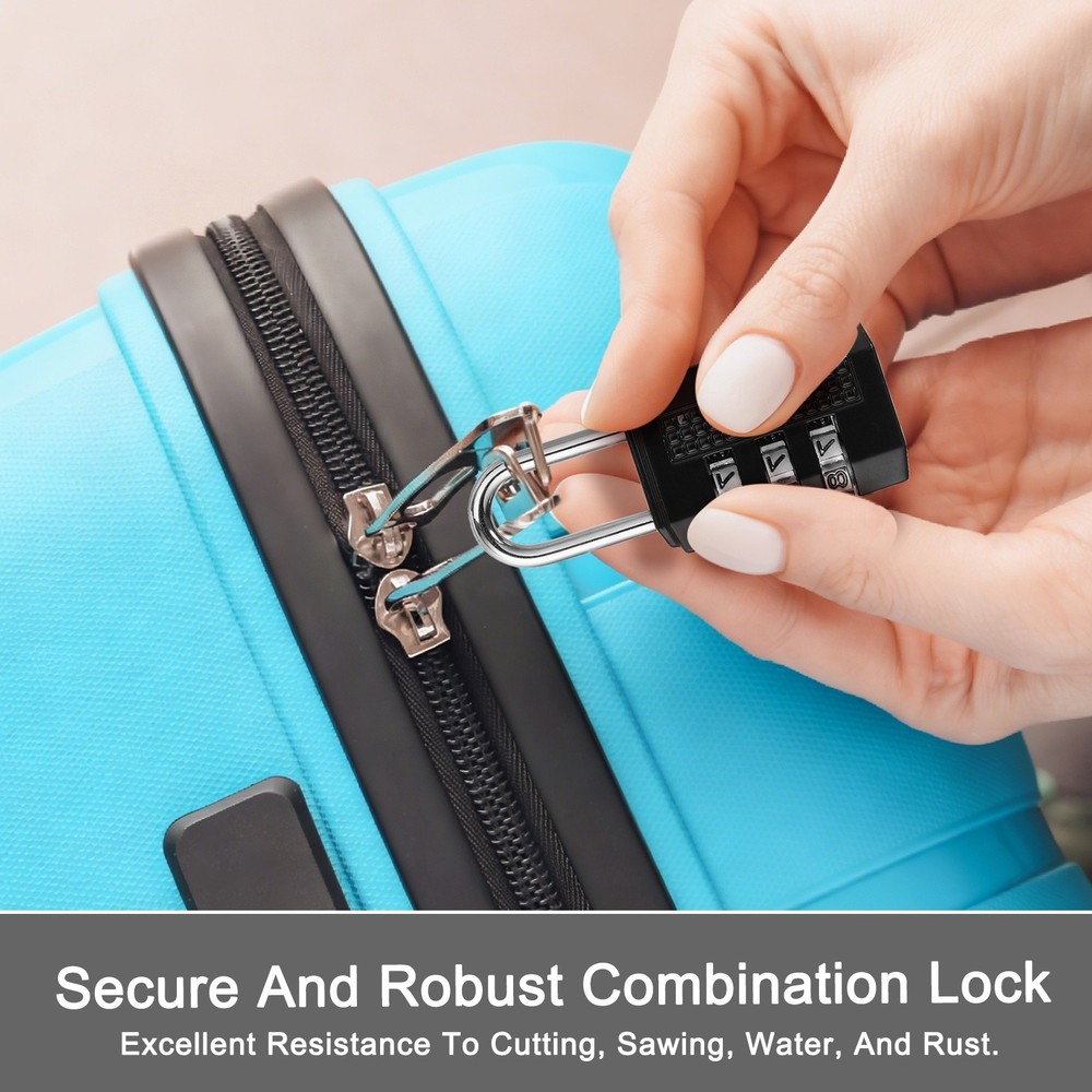 Combination Padlock (Small, Black)(2 Pcs), 3-Digit Shackle Code Locks