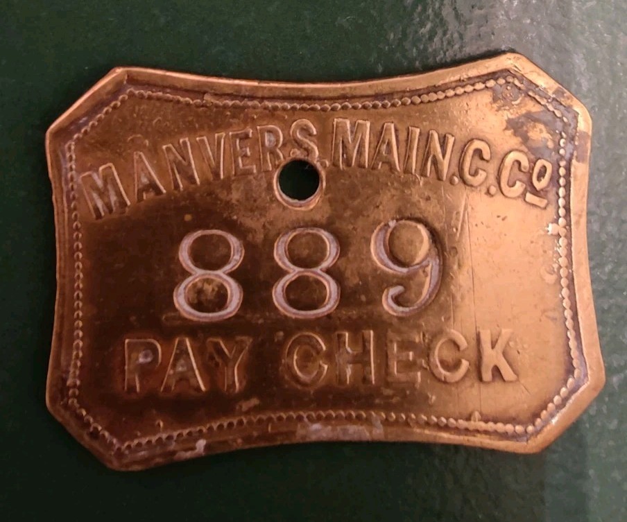 MANVERS  MAIN Colliery Co. PAY CHECK Pre 1947  - marked 889
