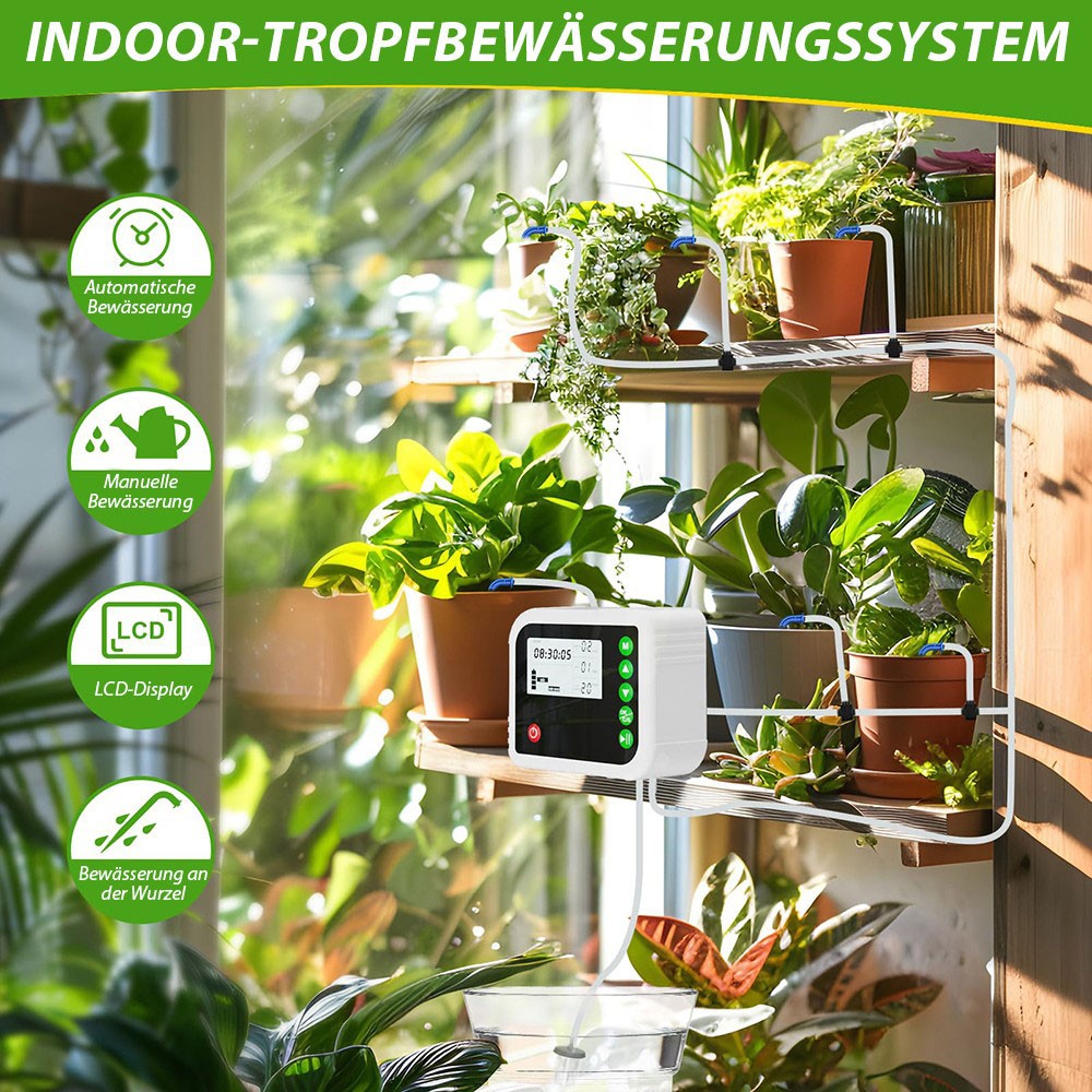 Programmable Automatic Irrigation System Automatic Plant Watering 15Drippers 15m