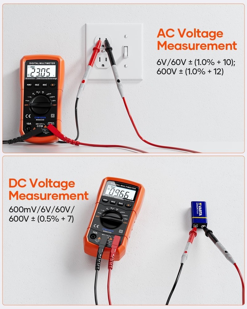 Professional 6000-Counts Digital Multimeter for Accurate Voltage & Current Tests