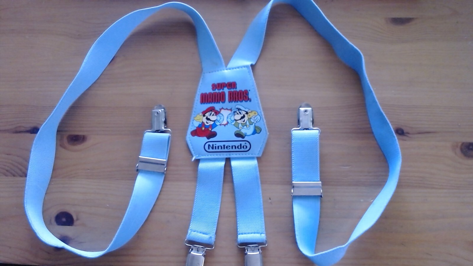 RARE - Super Mario Bros. Suspenders - Baby Blue - 1988