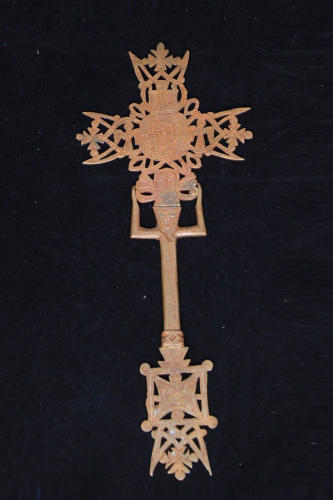 VINTAGE RARE SOLID COPPER ETHIOPIAN COPTIC CRUCIFIX CROSS