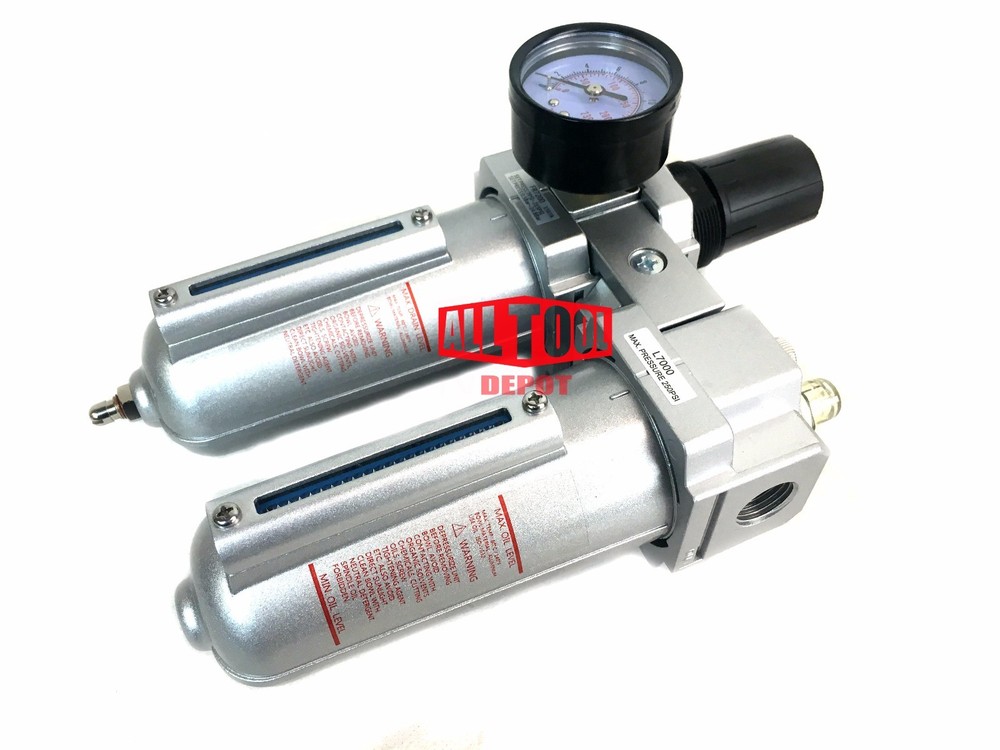 3/4" Compressed Air Moisture Filter Regulator Oiler Separator Lubricator Combo