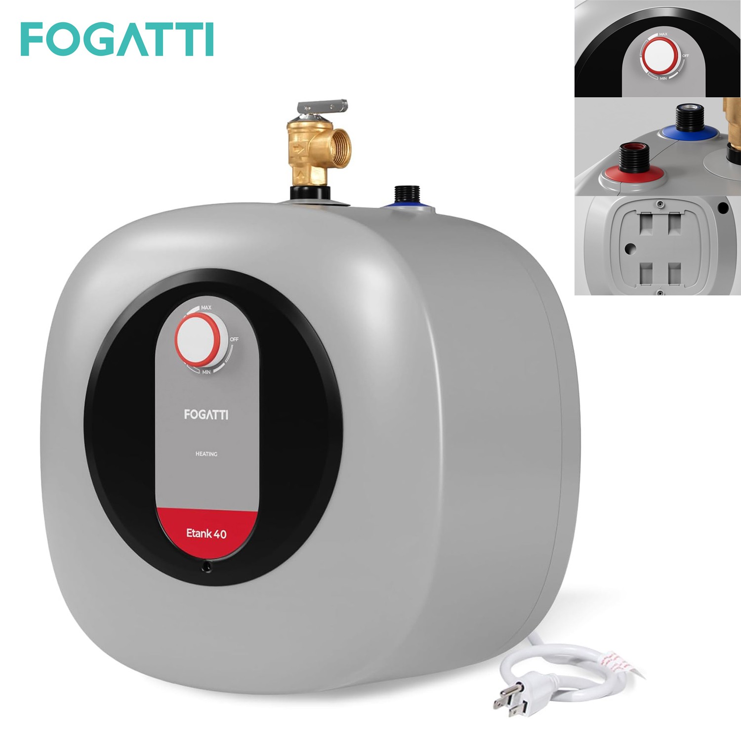 FOGATTI 4 Gal Electric Mini Tank Water Heater Instant Hot Boiler Compact 1440W