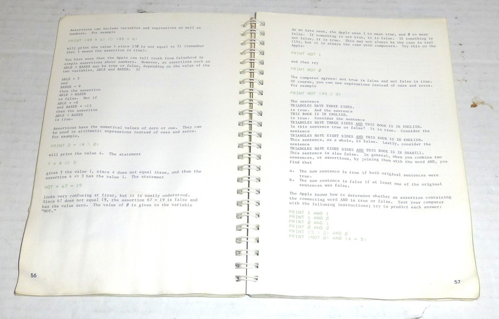 Vintage The Applesoft Tutorial by Apple Computer Spiral Bound Book PLEASE READ