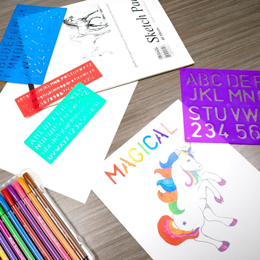 Professional Letter & Number Stencils Set - 4 Sizes for All Creative Projects