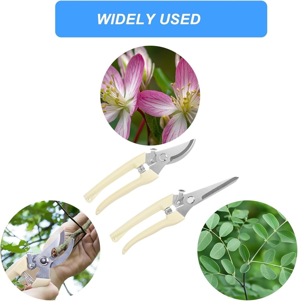 2Pcs Professional Pruning Shears (Include 1 Bypass Pruning Shears and 1 Straight