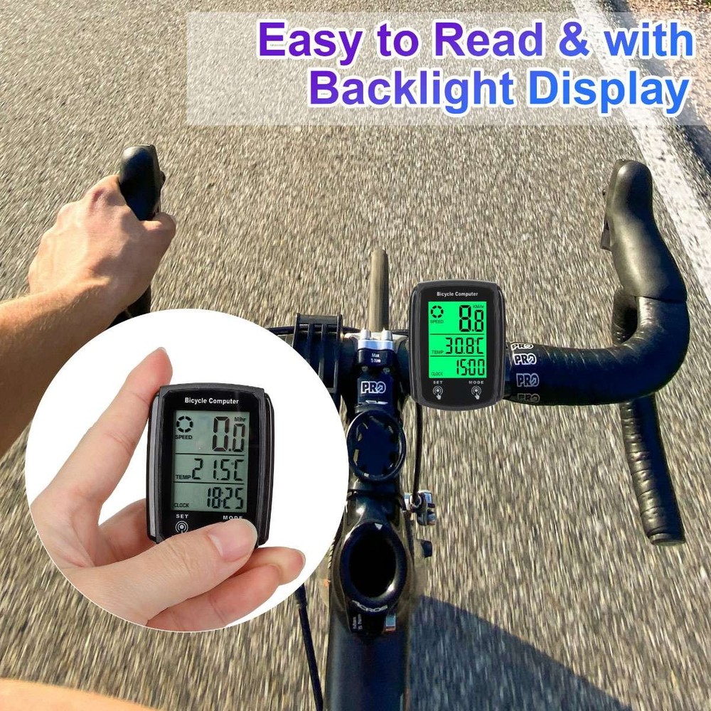 LCD Digital Bicycle Computer Bike Backlight Speedometer Odometer Waterproof US