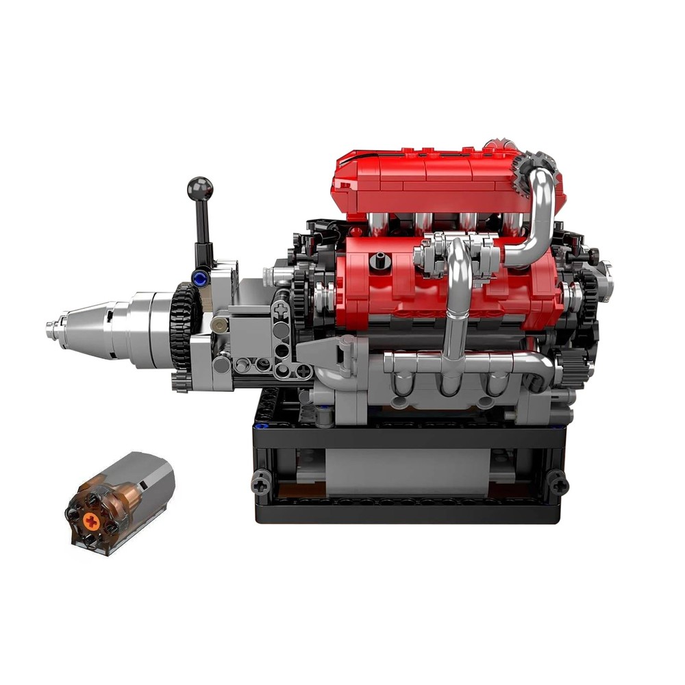 V8 Engine Motor Mechanical Engineering Model Building Block Toy Collection