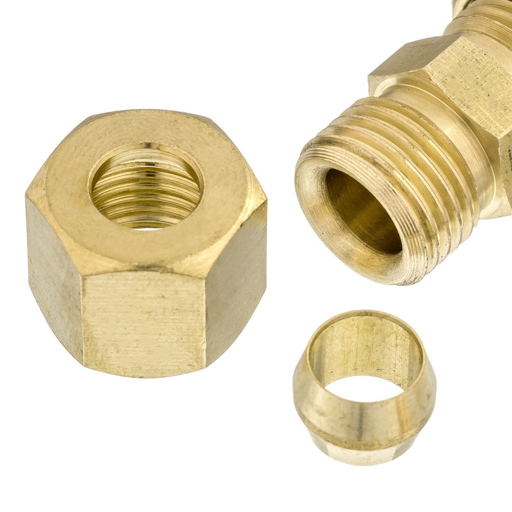 Brass 1/4" OD Compression Union Straight Coupler Fitting Copper Nylon Pipe Outer