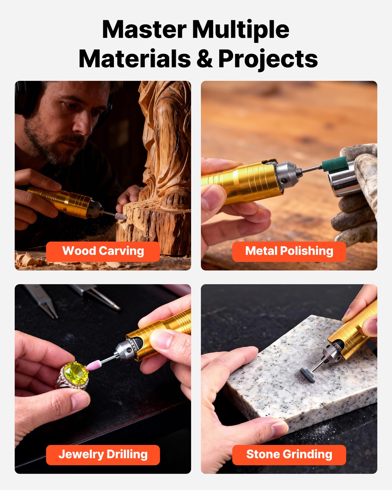 VEVOR Flex Shaft Grinder 1000W 30000RPM Flex Shaft Rotary Tool 74PCS Accessories