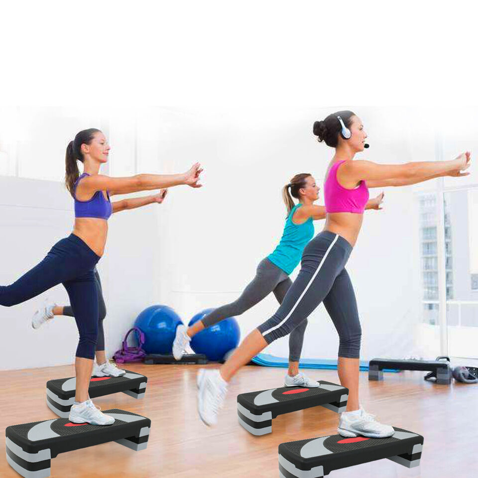 31'' Fitness Aerobic Step Adjust 4" - 6" - 8" Exercise Stepper W/ Risers 3 Color