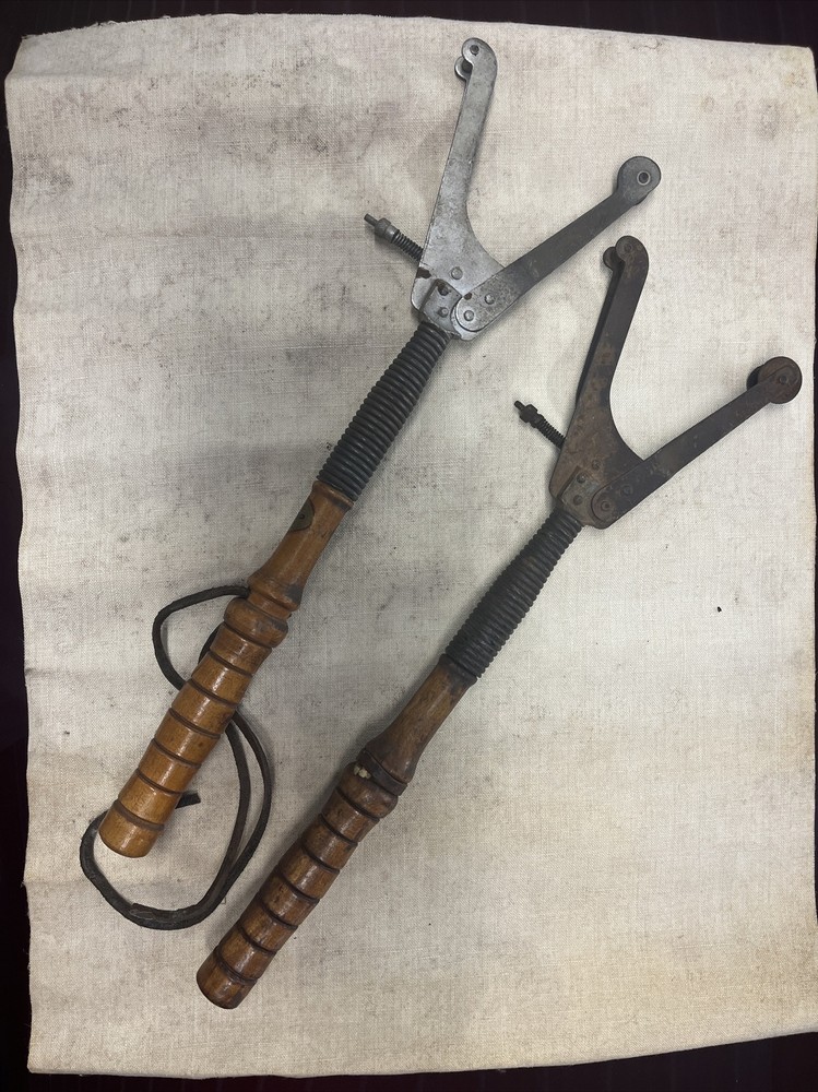Clay pigeon throwers, 2, vintage