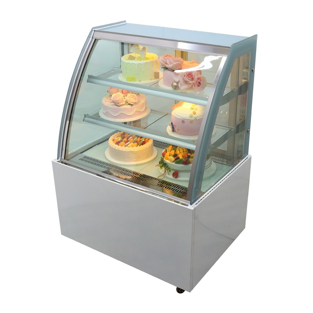 220V Floor 3 Layers Refrigerated Cake Display Cabinet Bakery Showcase