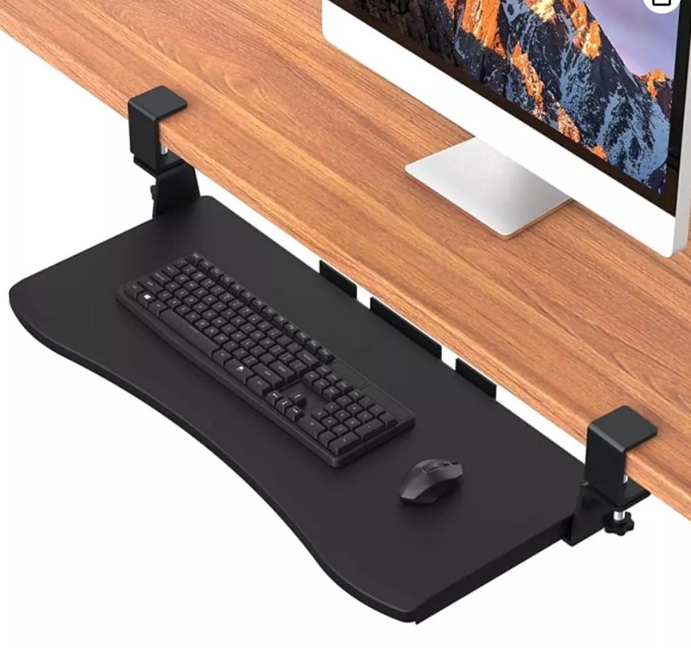 25*9" Adjustable Keyboard Tray Under Desk Pull Out Keyboard Mouse Tray w/C Clamp
