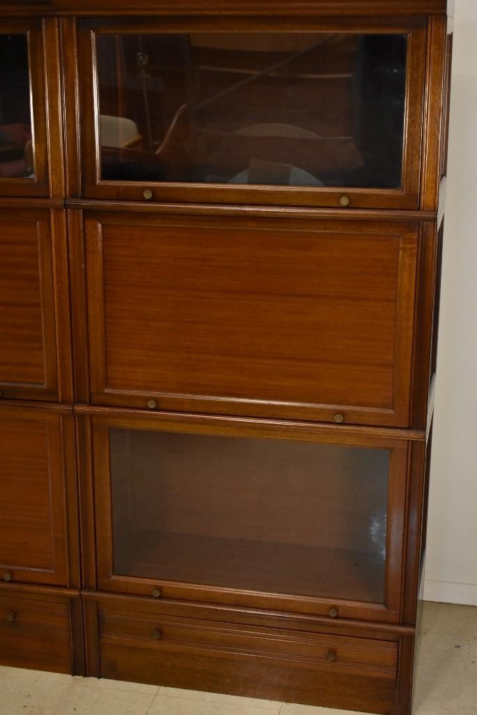 Antique Mahogany Barrister Bookcase Wall Unit Circa 1910