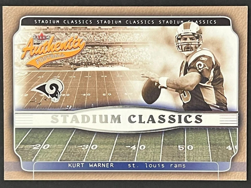 !!!     KURT WARNER   FLEER AUTHENTIX  INSERT  FOOTBALL CARD $$