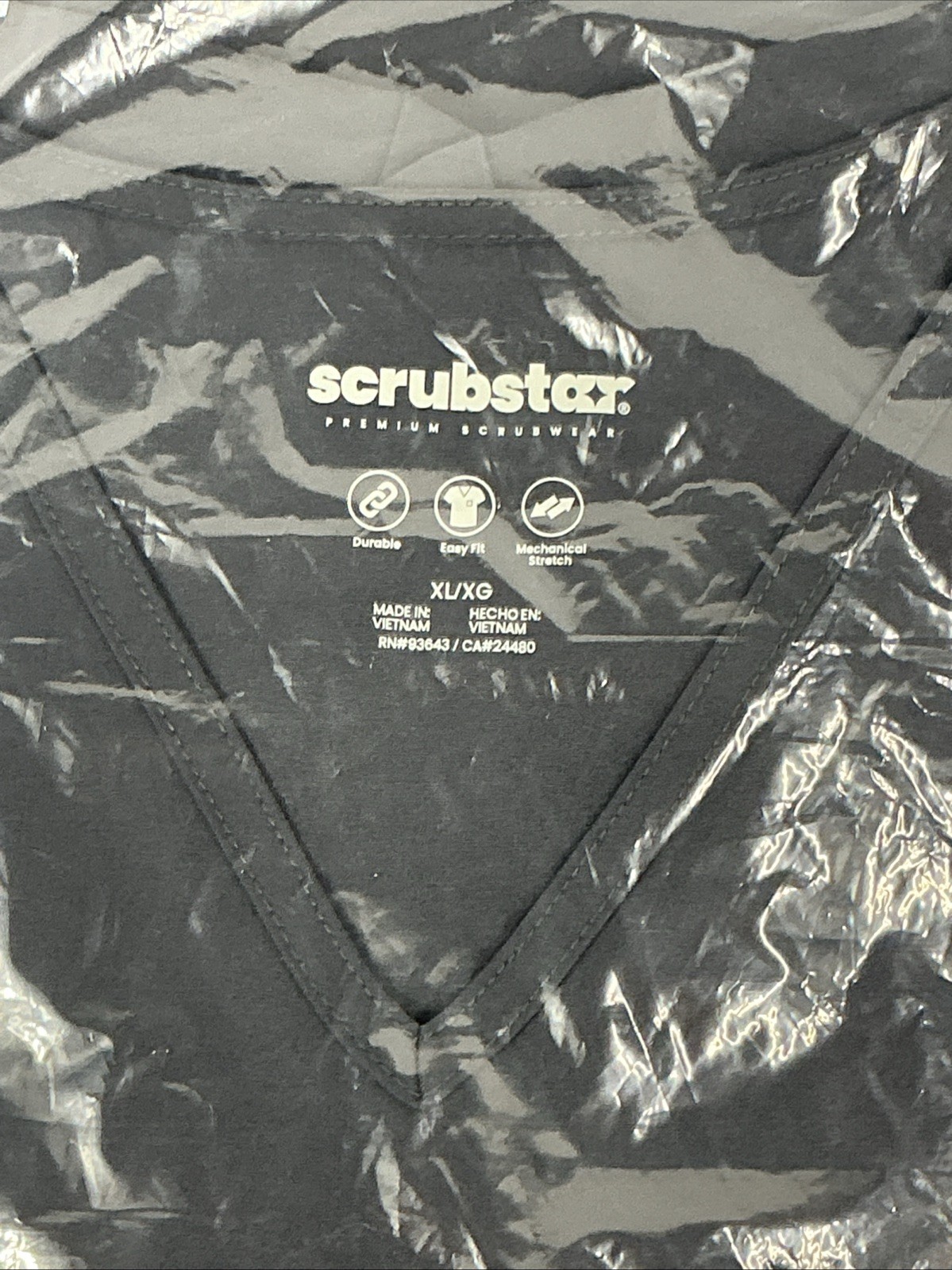 NWT Scrubstar Core Essentials Dark Grey Unisex V-Neck Scrub Top XL