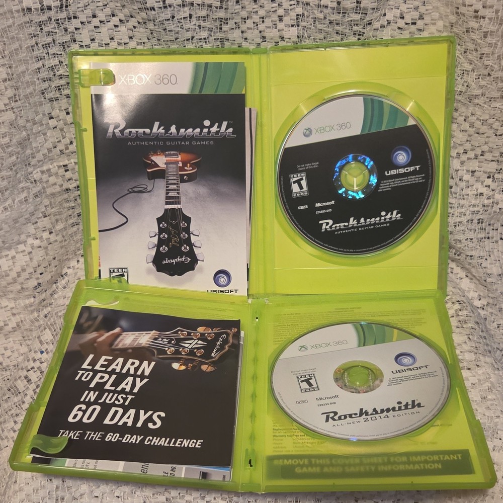 Ubisoft Rocksmith & Rocksmith 2014 Edition Xbox 360 Bundle with USB Cable *USED*