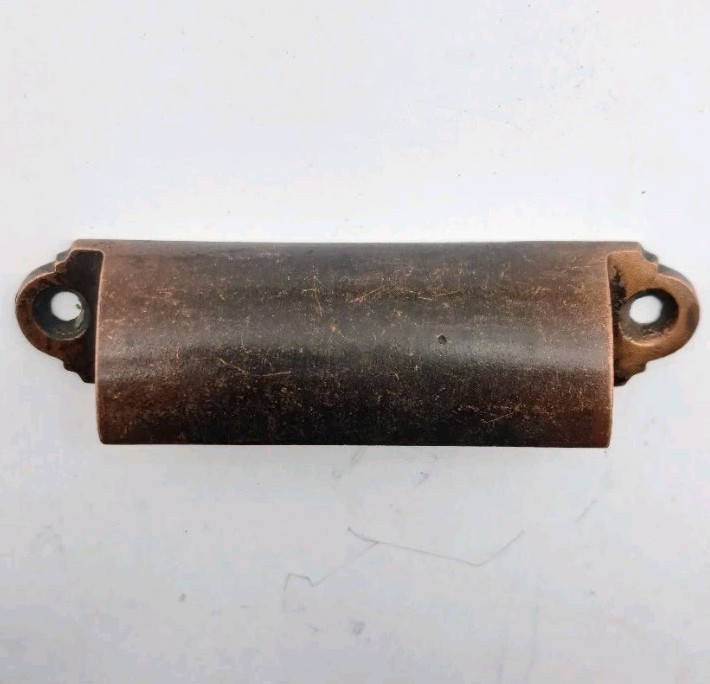 Antique Bin Pull Apothecary Drawer Pull Handle Old Vintage Cast Brass Hardware