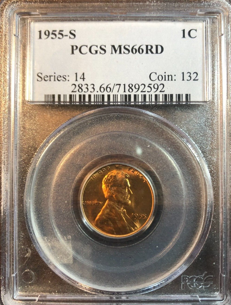1955-S Lincoln Cent PCGS MS66RD