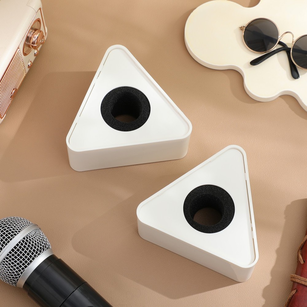 2 Pcs Triangular Interview Logo Mic Flag Station Microphone Clip