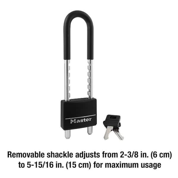 Master Lock Lock with Key, 2 in. Wide, Adjustable Shackle