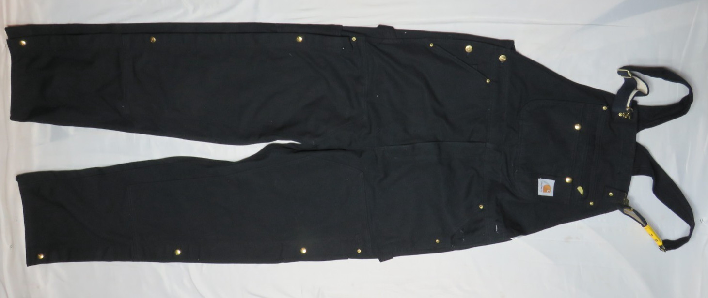 CARHARTT 36X36 BLACK BIB OVERALLS R37 BLK ZIP TO THIGH DOUBLE FRONT NEW NWT