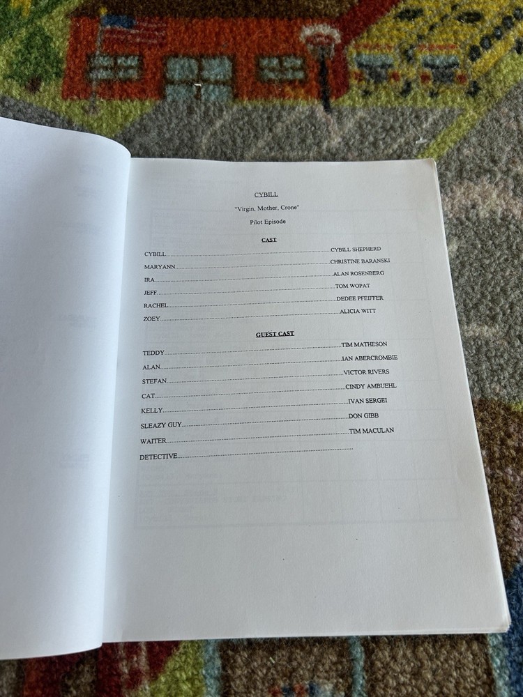 Cybill Pilot Episode Chuck Lorre Final Draft 1994 Original Script Tv Show
