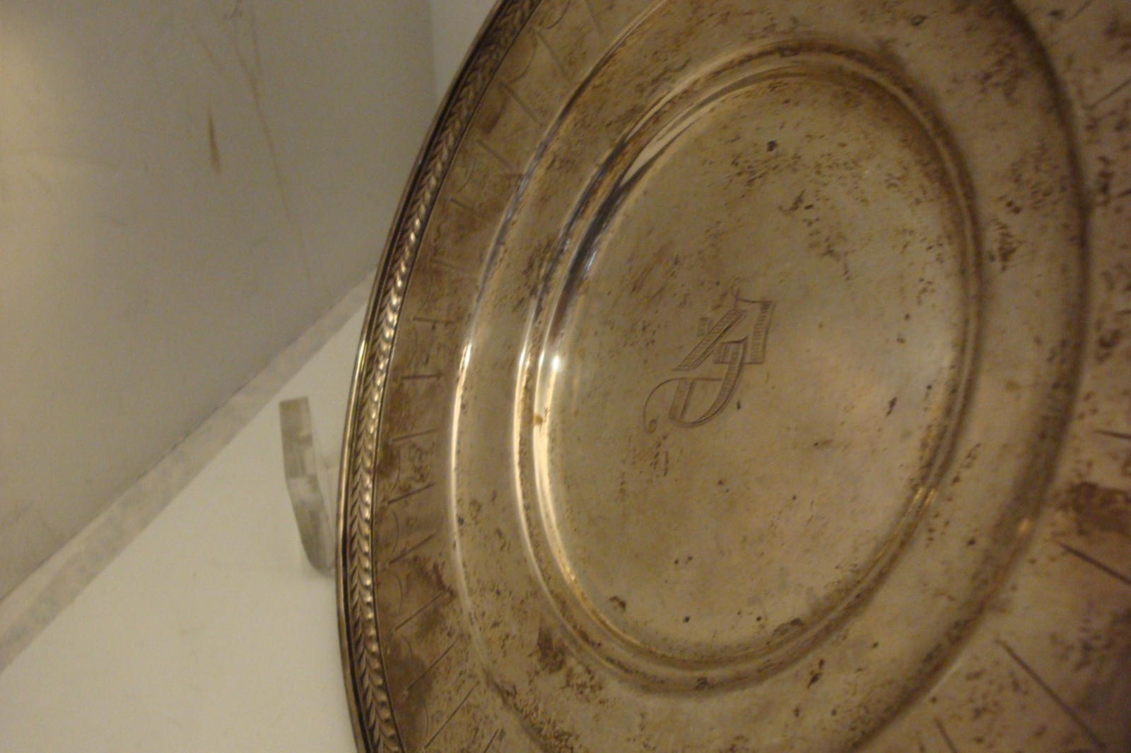 Decorative La Pierre Sterling Silver monogrammed "B"platter 282 grams 9 1/2 dia