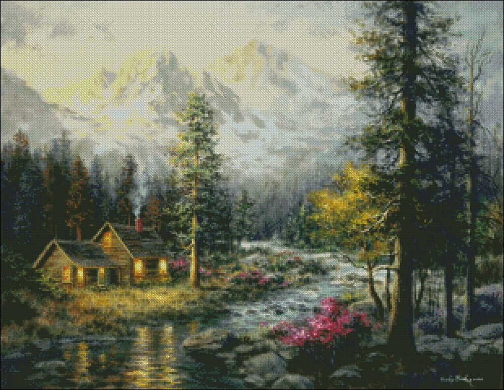 Camper's Cabin-Chart Needlework Crafts DIY Counted Cross Stitch Chart
