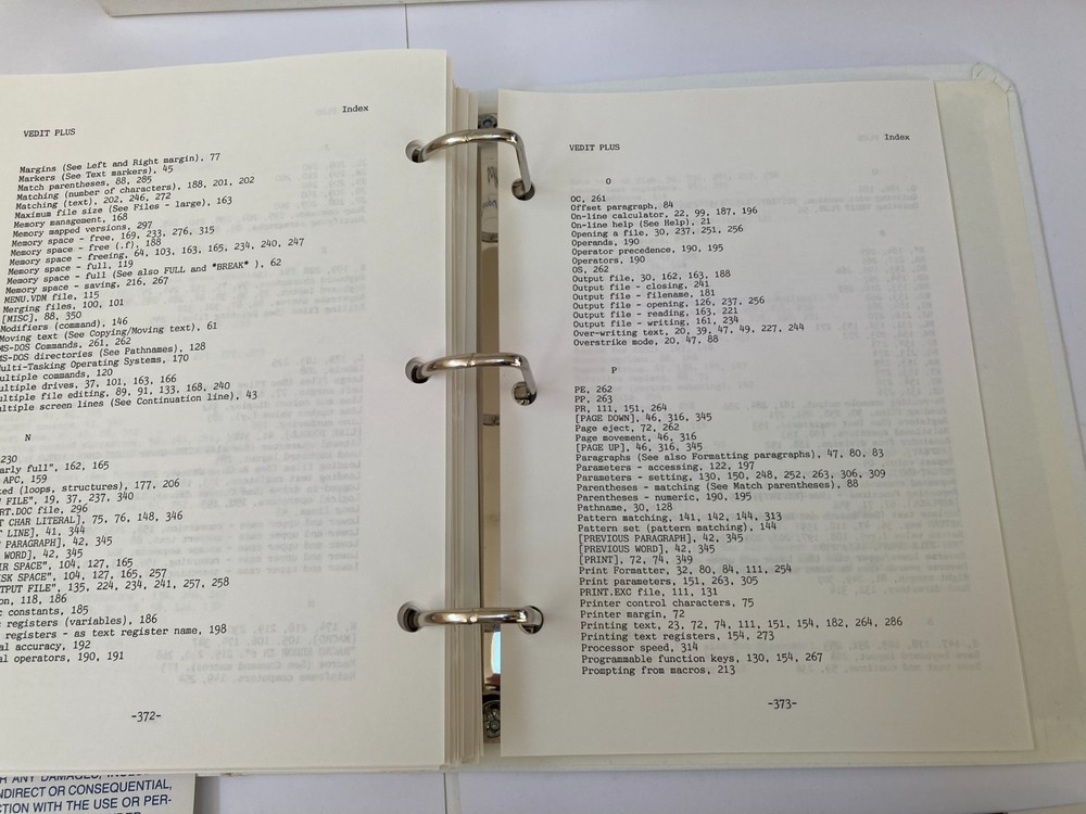 CompuView VEDIT PLUS - Boxed User/Programming/Reference Manual-V2.03/2.33 - 1986