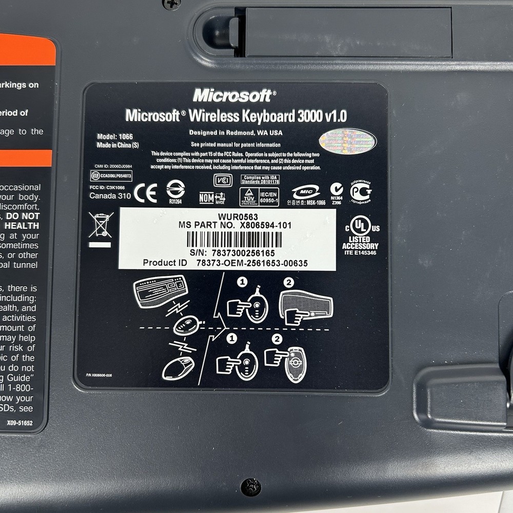 Microsoft wireless desktop combo 3000- keyboard, mouse, receiver - USB