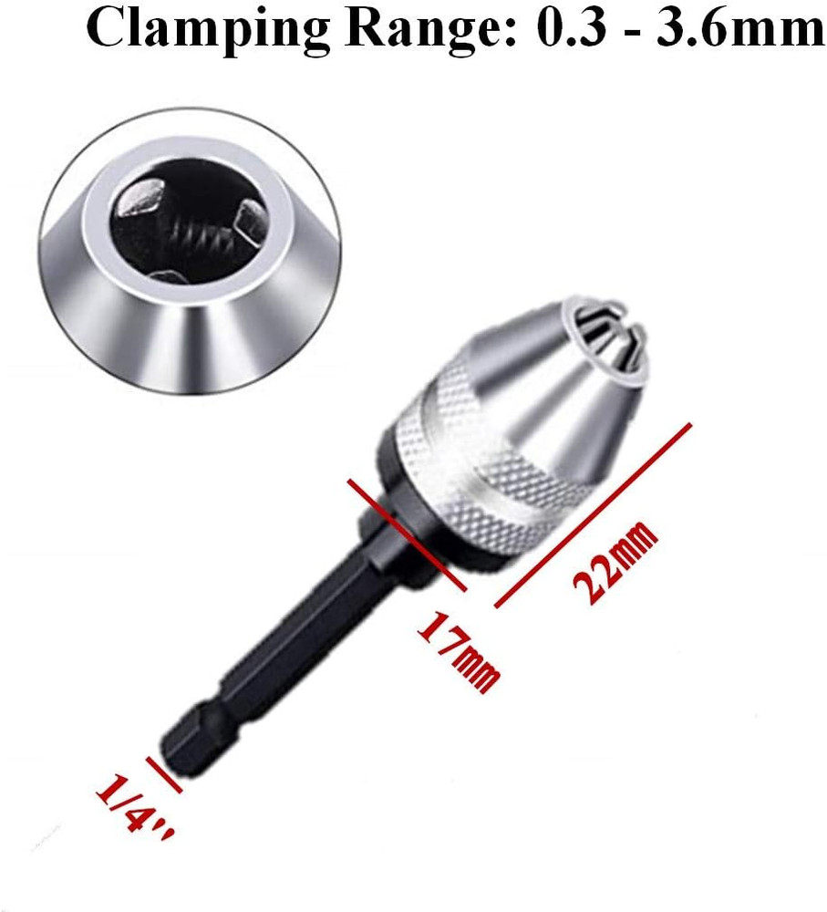 Drill Chuck Adapter - 2Pcs Drill Chuck for Impact Driver, Drill Bit Adapter Keyl