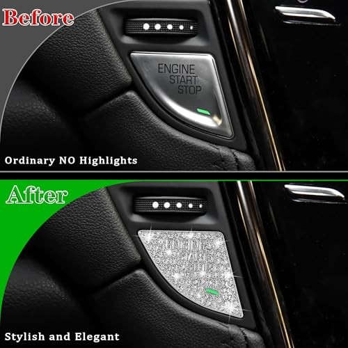 Bling Car Engine Start Stop Button Cover Compatible with Cadillac ATS ATS-L