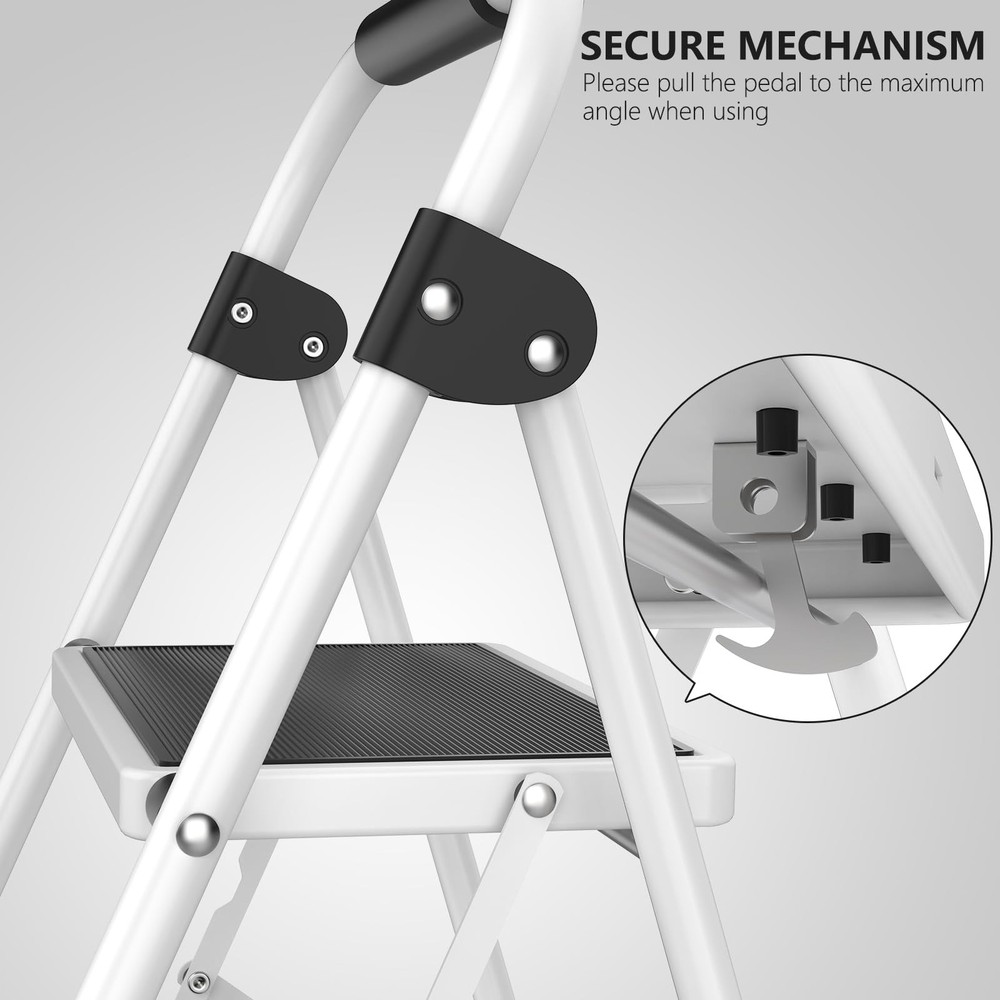 4 Step Ladder, Step Stool Foldable, 800lbs Portable Ladder Black