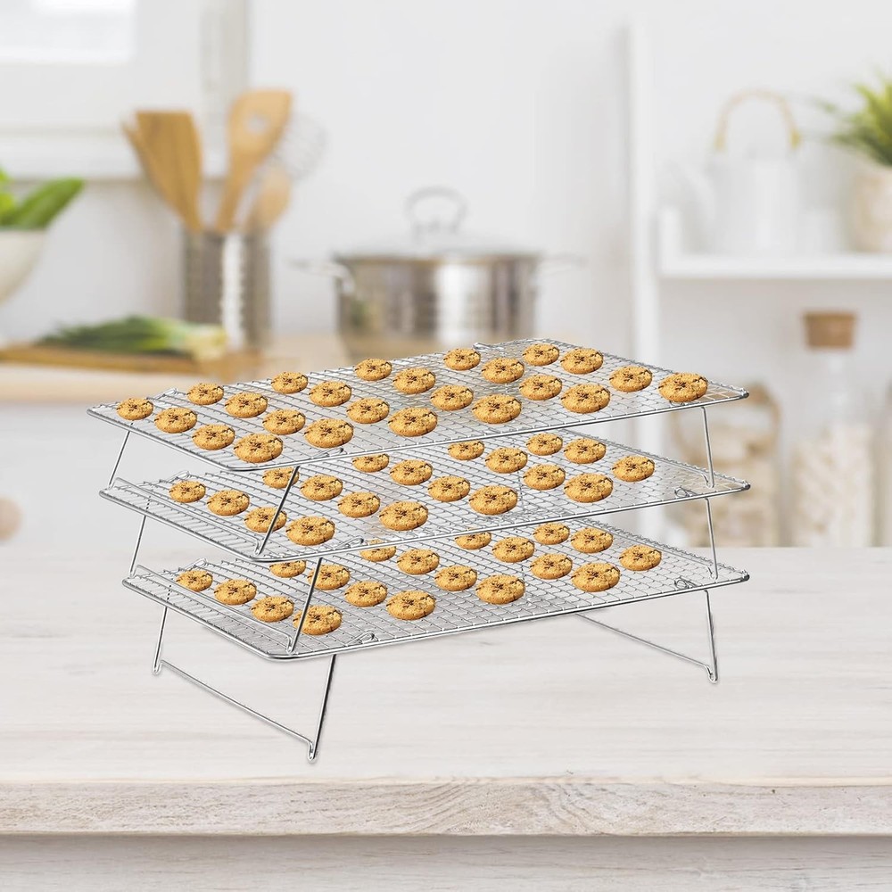 304 Grade Stainless Steel Baking Rack 3-Tier Stackable Cooling Rack Set