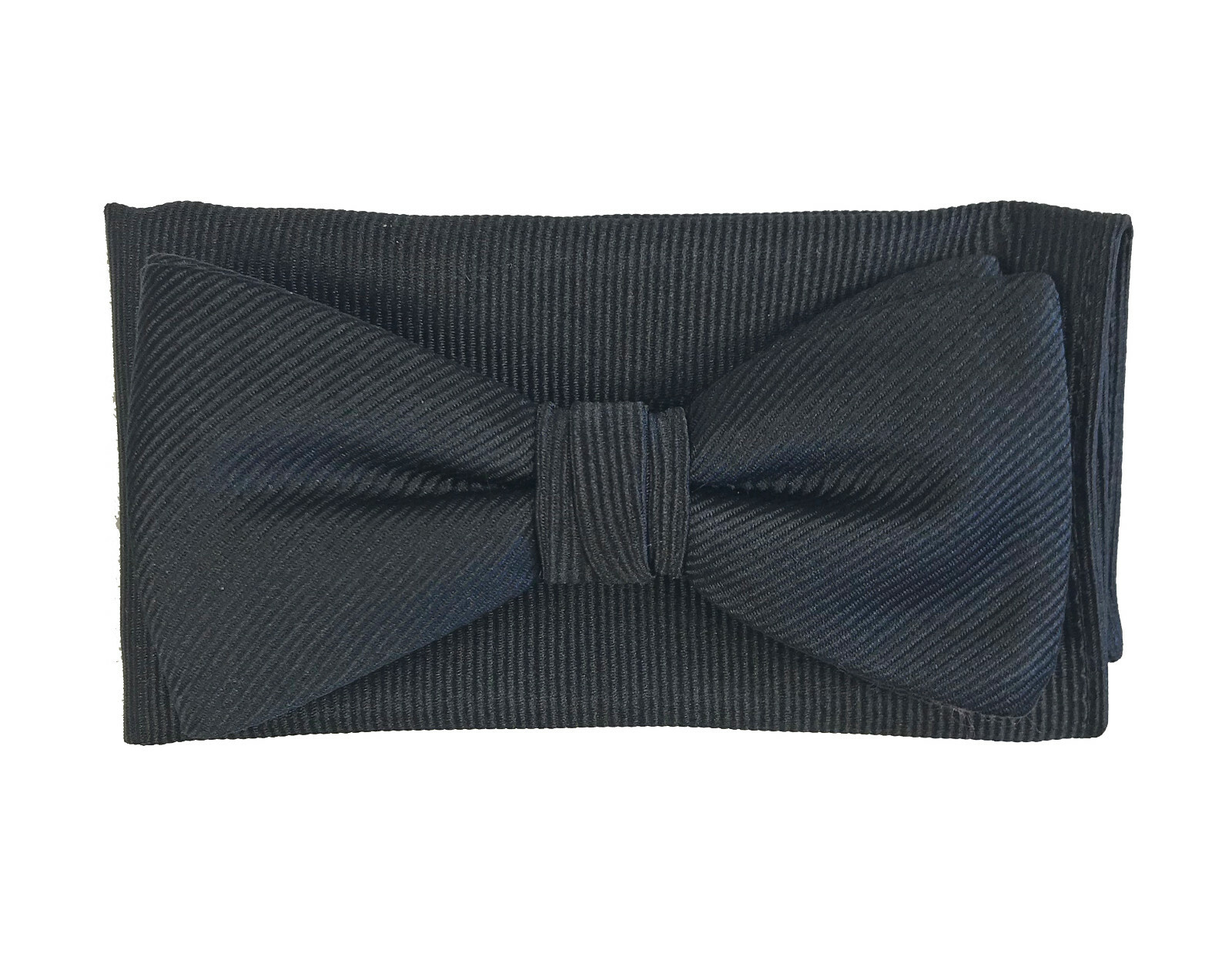 Boys Size Black Bow Tie and Pocket Square Hanky Pre-Tied Wedding Ring Bearer