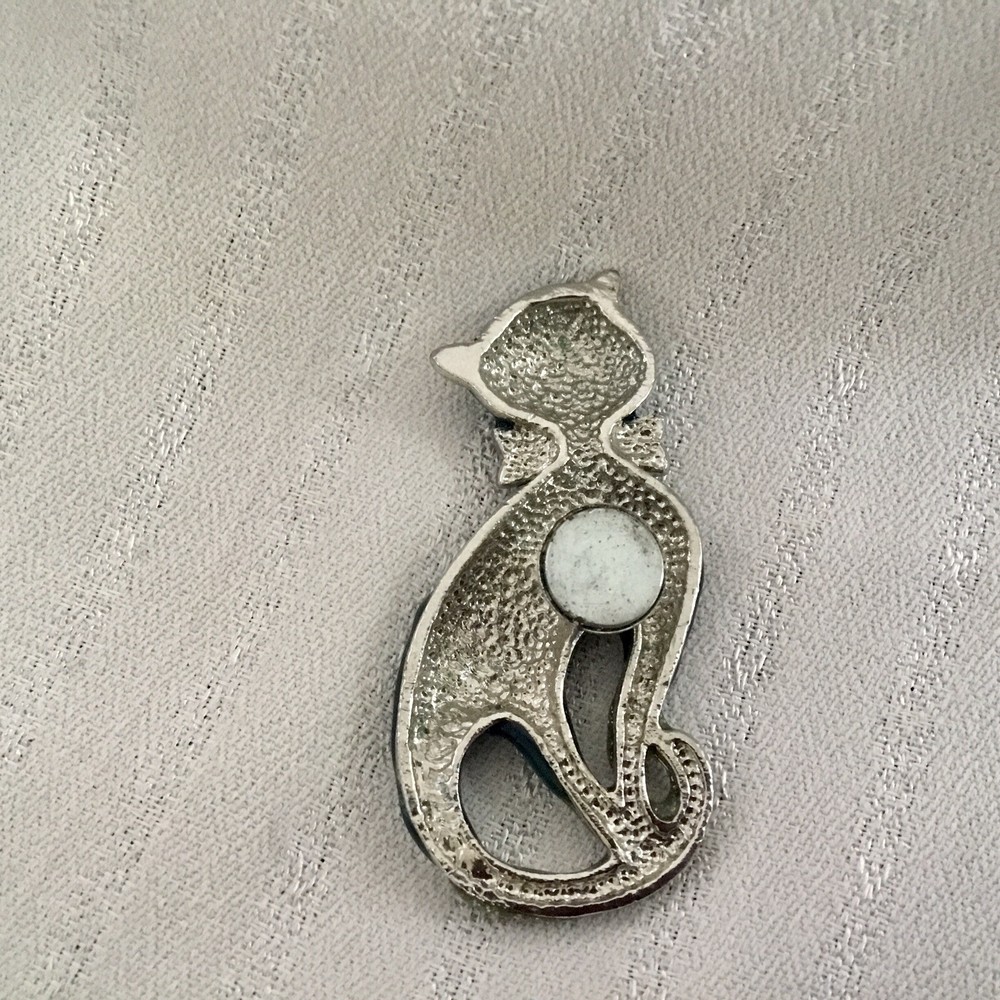 Cat Fridge Magnet - Blue Enamel 1”x2"