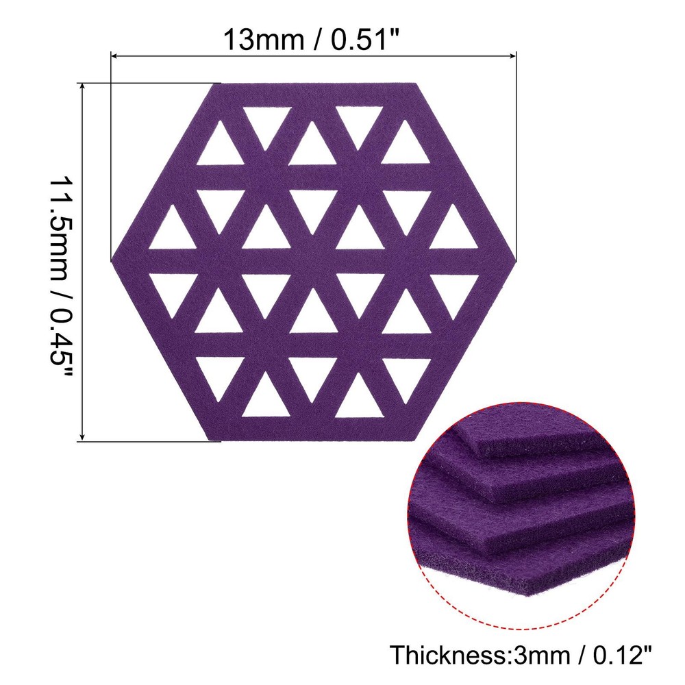 Felt Coasters 4pcs Hexagonal Pads Coasters Purple