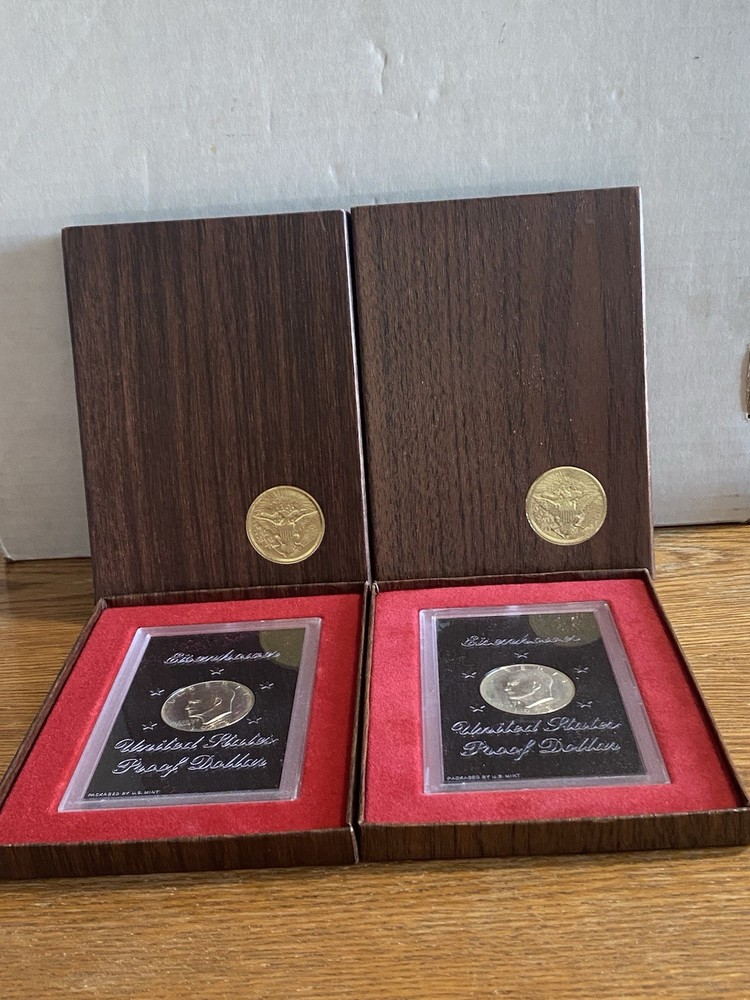 (2) 1973-S EISENHOWER PROOF SILVER DOLLARS w/BOXES 40% SILVER KEY DATE!