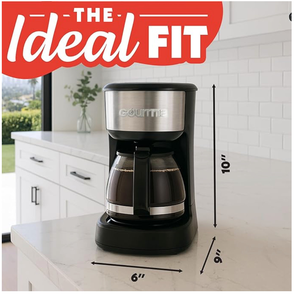 Gourmia 5 Cup Coffee Maker, Pause & Serve, Keep Warm, One-Touch Brew