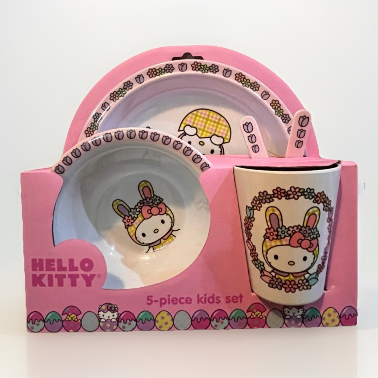 Hello Kitty Easter 5-piece Kids Dish Set Bowl Plate Cup