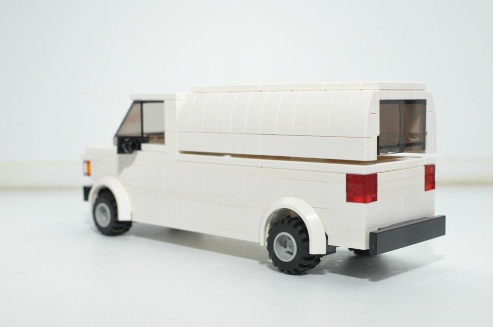 Custom White Work Van Model Made and Compatible with LEGO® Bricks
