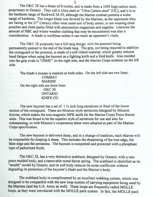 Vintage OKC3S Knife USMC Marine Corps Bayonet Ontario Knife Co & Scabbard