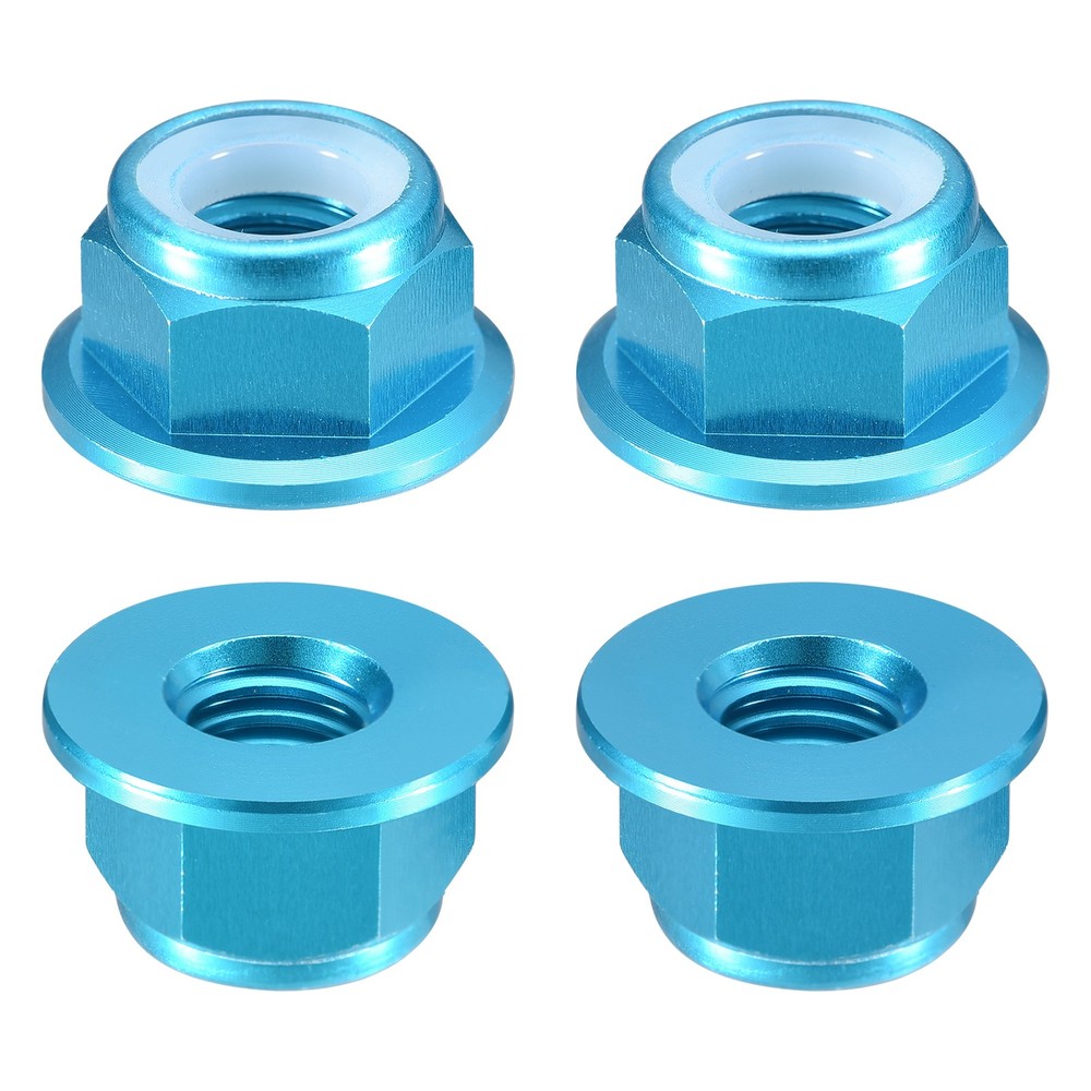 Nylon Insert Hex Lock Nuts, 4pcs - M4x0.7mm Self-Locking Nut(Sky Blue)