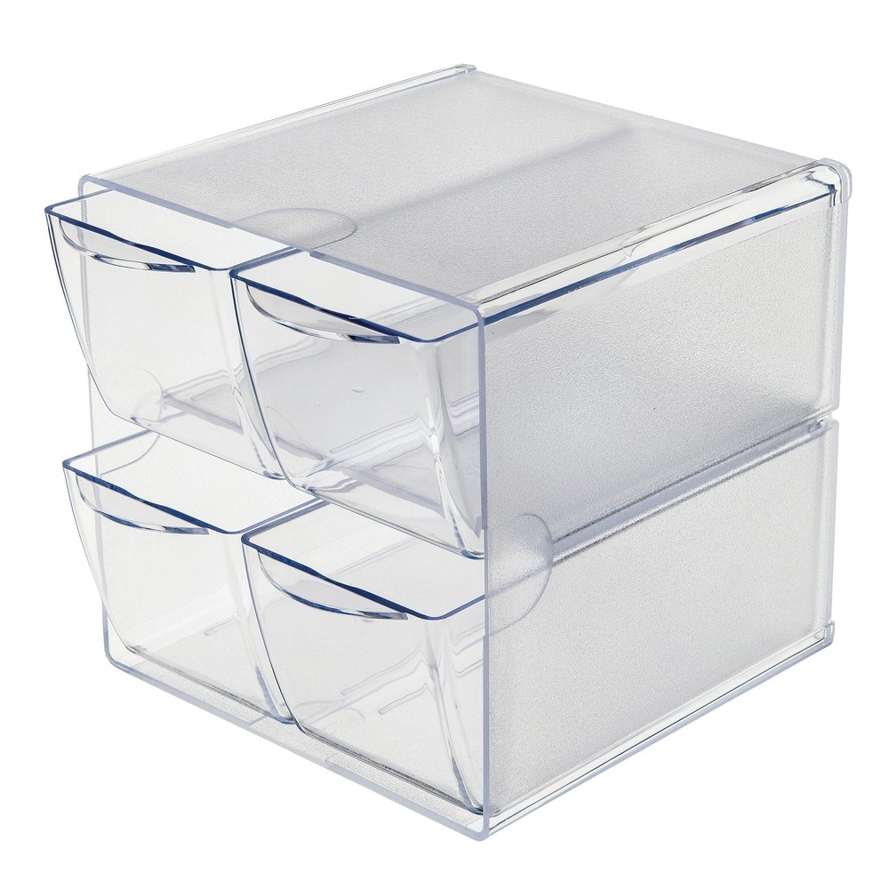 Stackable Cube Organizer, Desk and Craft Organizer, 4 Drawers, Clear, Removab...