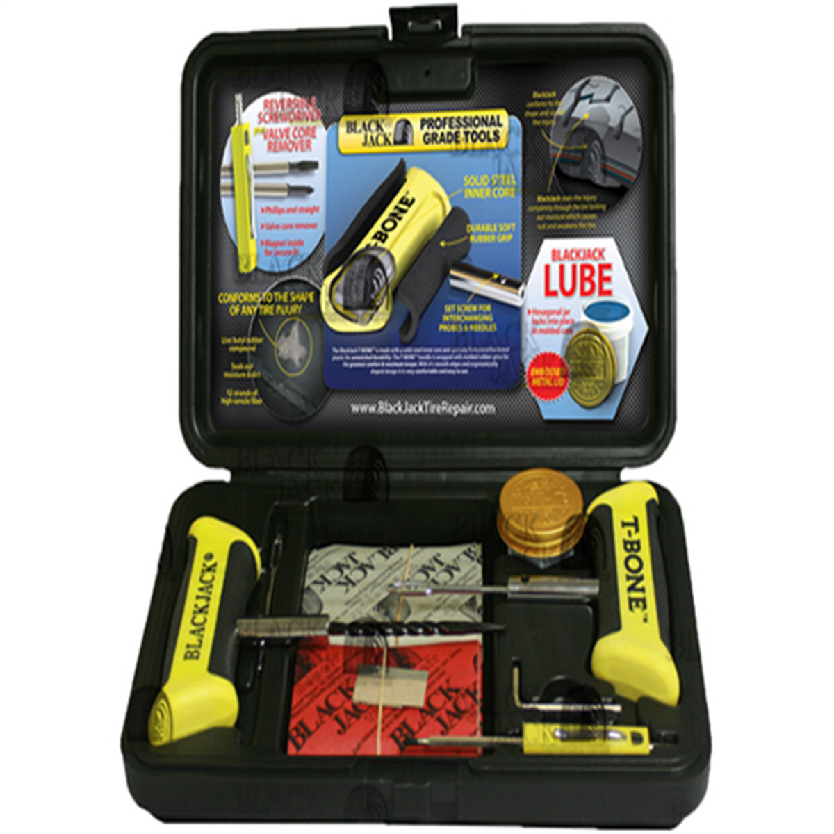 BlackJack KT-340 Professional Tire Repair Kit with Plugs and Tools