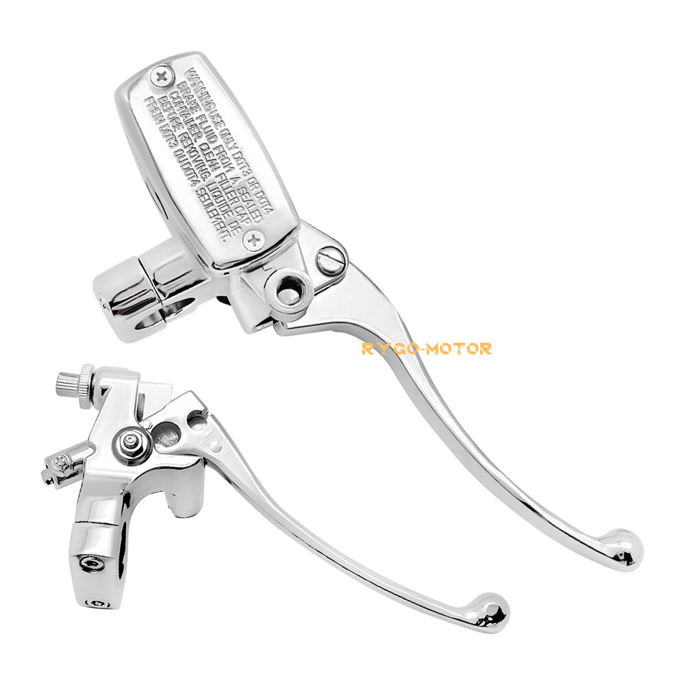 1" Motorcycle Handlebar Hydraulic Brake Master Cylinder & Clutch Lever Chrome
