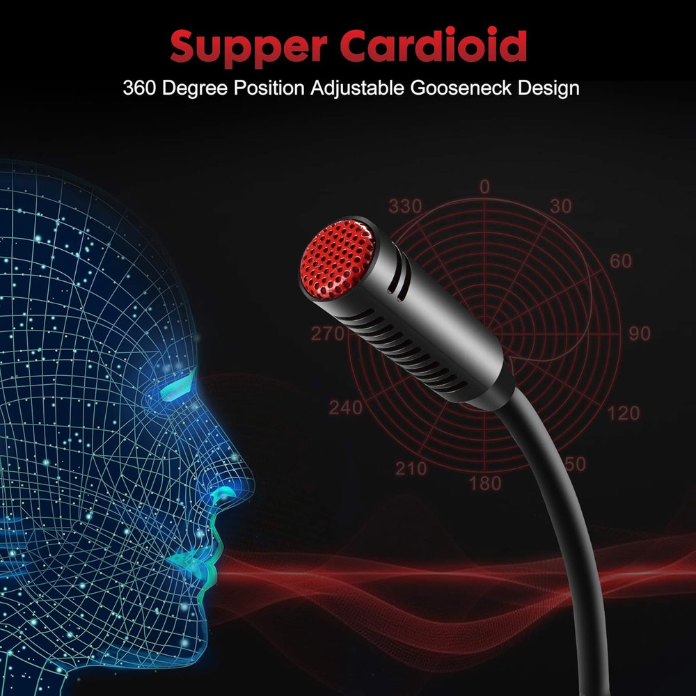 Perrycom USB Computer Microphone, Plug&Play Cardioid Condenser PC Laptop Mic, On